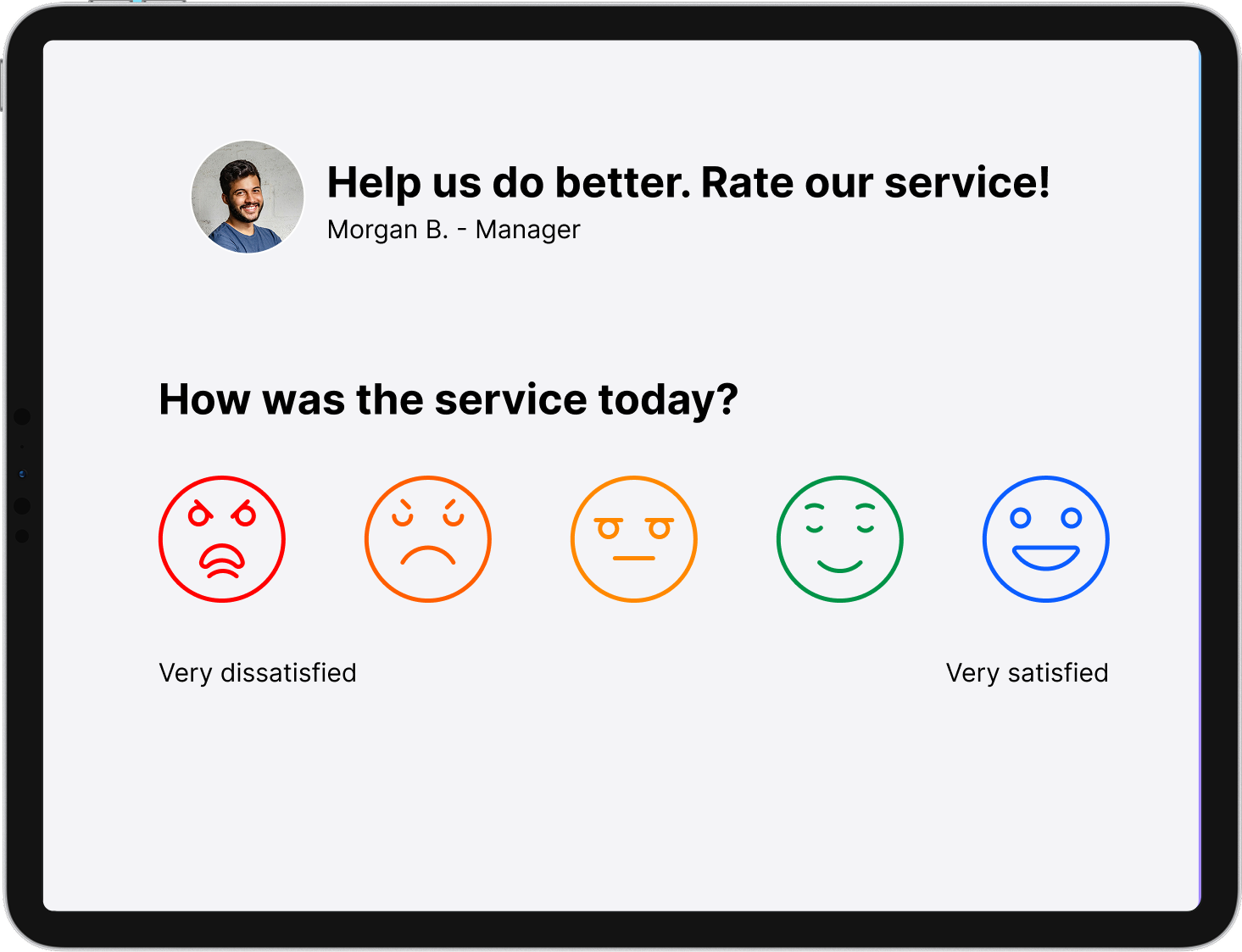 iPad mockup asking if the order came on time